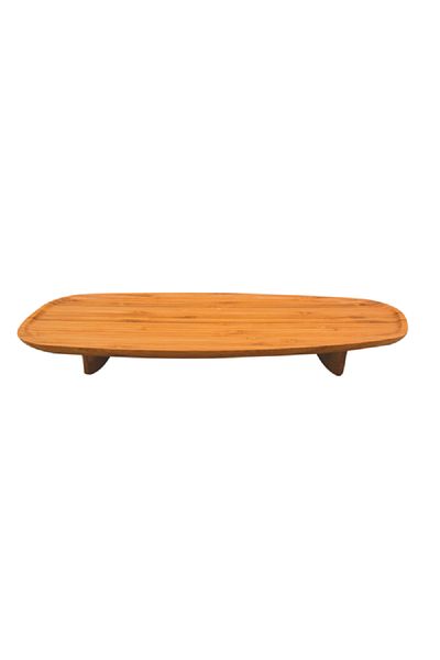 Bien Servi Elegant and Durable Oval Bamboo Serving Platter with Stand Brown