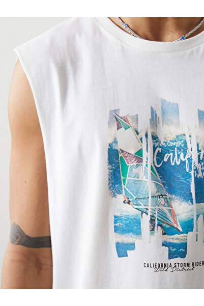 LC Waikiki Crew Neck Printed Combed Cotton Men's Sleeveless T-Shirt