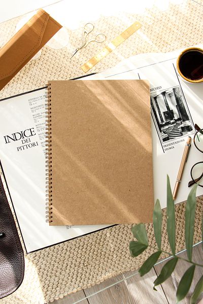 PAPERORA A4 Kraft Cardboard Cover 70 Sheets 110 Grams Plain Unlined Notepad