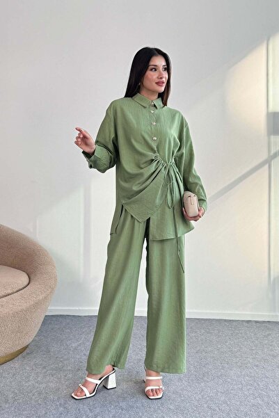 Hatun Atila Σετ δύο τεμαχίων με λεπτομέρεια πουκάμισο και παντελόνι με φαρδύ ...