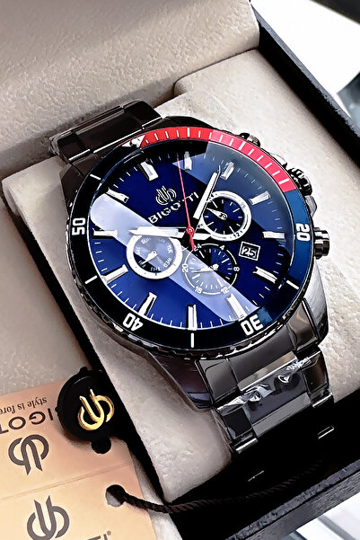 Bigotti Special Boxed 5 Atm Waterproof Men Wristwatch Smoked Color Steel Band + Gift Bracelet Bme2025C1