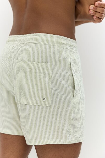 Pull & Bear Çizgili gofre deniz şortu