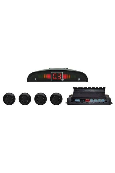 SIKS Senzori de parcare auto ® cu 4 receptoare, afișaj LED, avertizare sonoră și luminoasă metrică, negru