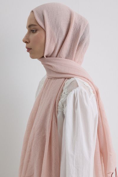 FENZA SCARF Drew Powder Pink Bohemian Cotton Shawl with Long Fringe