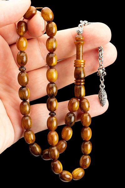 OTTOTESBİH Men's Gift 8X11Mm Katalin Prayer Beads, Bleeding Baga Prayer Beads Brown