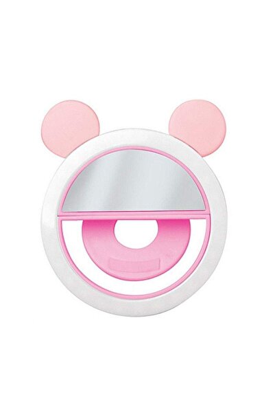 SIKS Lampă LED roz, inel selfie ursuleț, lumină telefon portabilă