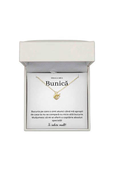 The Jewel Heart Pentru Bunica Mea – Colier în Formă de Lebădă, Argint Placat cu Aur 14K