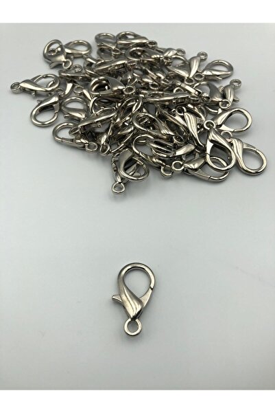 DUCK HOBY 20 Adet - 24mm x 10mm Gümüş Renk Papağan Klips, Kilit Kanca, Kapama Klips, Kolye Ve Bileklik Kilidi