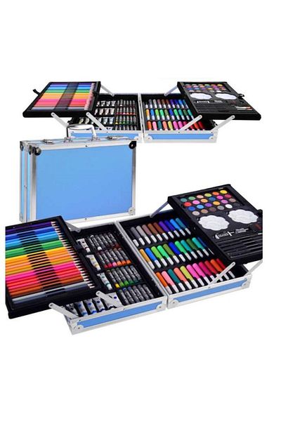 WePro Store Kids painting and drawing set 145 pcs, metal box, blue, 3+ years