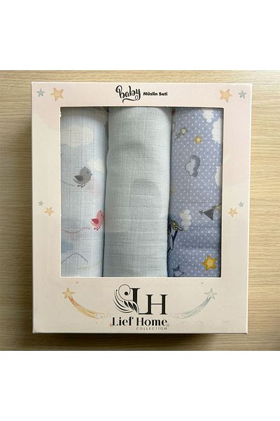 Lief Home Set of 3 Muslin Covers |   75X85Cm |   100% Cotton |   Boxed for Newborn