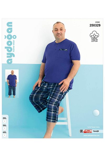 Aydoğan Men's Plus Size Capri Pajama Suit 250329