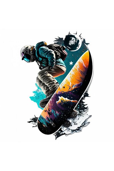INOVATIX Set de 8 autocolante, băiat pe snowboard, INOVATIX®. 6 cm