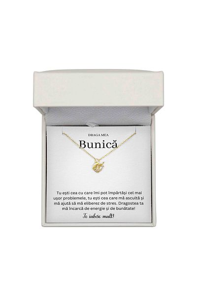 The Jewel Heart Colier Cadou pentru Bunică – Model Lebădă, Argint 925 Placat cu Aur 14K, Ambalat Elegant