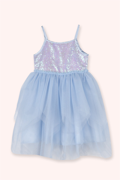 Panço Kız Bebek Pul Detaylı Mavi Kostüm