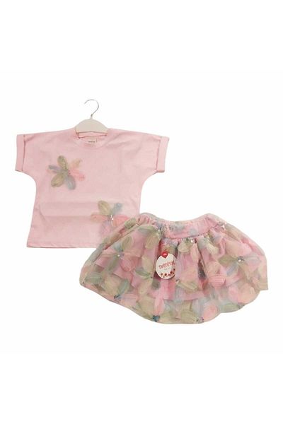 Dadiva Girl's Lily Model Short Sleeve Skirt Suit