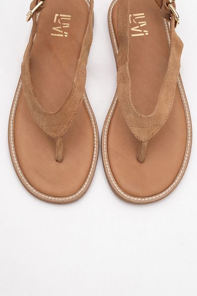 LuviShoes Sandale Flip Flops pentru damă BELINDA Soil Suede din piele naturală