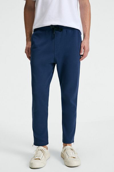 GRIMELANGE Lamare Men's Regular Fit Navy Blue Sweatpants with Elastic Waist and Side Pockets