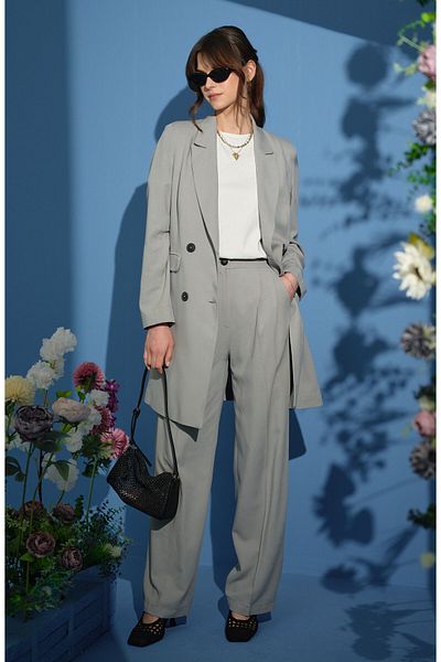 Fatma Atasoy Linen Gray Palazzo Suit