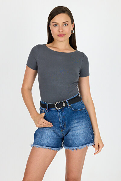 Rays Tricou antracit cu decolteu în V din țesătură viscoasă/moale 1469