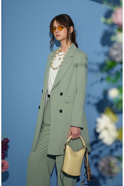 Fatma Atasoy Linen Mint Palazzo Suit