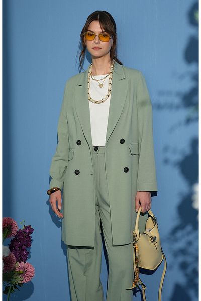 Fatma Atasoy Linen Mint Palazzo Suit