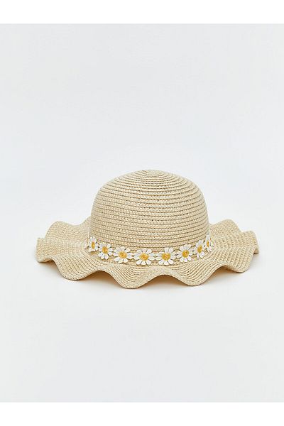 LC Waikiki Flower Patterned Straw Girl's Hat
