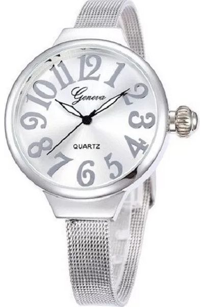 Geneva Ceas casual de damă Geneva SlimLine argintiu