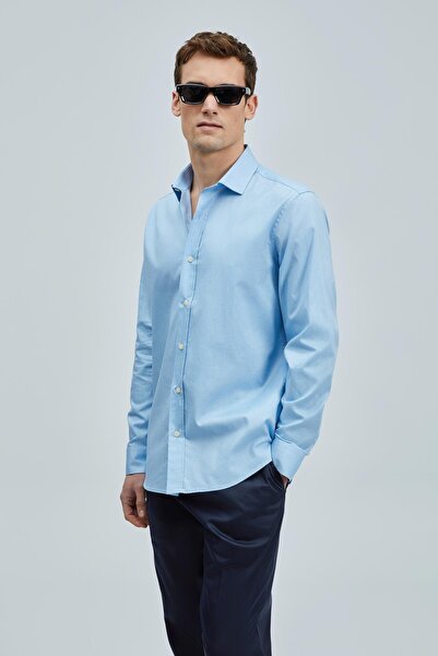 Lufian Daniel Regular Fit Men's Blue Cotton Shirt (111010633)