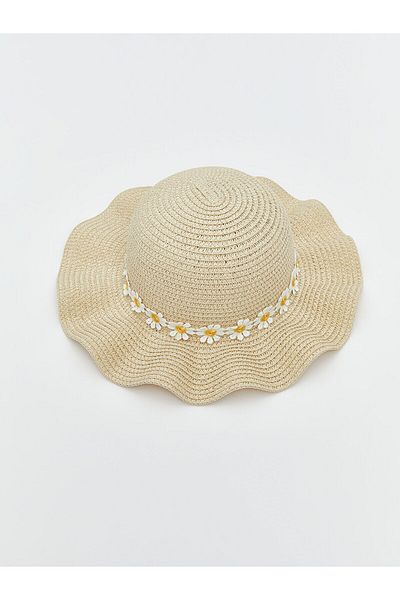 LC Waikiki Flower Patterned Straw Girl's Hat