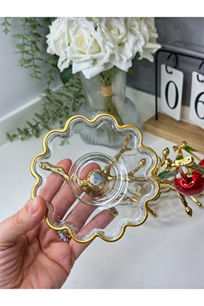 dunyazuccaciye 2 Kişilik Kiraz Figürlü Çay/Kahve Tabağı