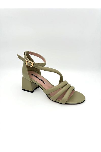 Mariolucci Women's Casual Sandals Genuine Khaki Leather