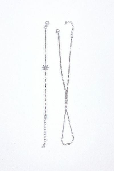 Bijuty Silver Color Waterway Bracelet and Shahmeran Set with Star Figure