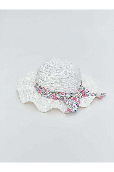 LC Waikiki Flower Patterned Girl's Straw Hat