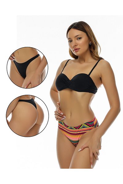 Plaja biz Women's swimsuit with two panties, classic and thong, push-up padded bra Nigeria