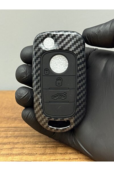 Mavi Keys Fiat Egea - Doblo 2024 - 2025 Uyumlu Sustalı 3 Düğmeli Karbon Fiber...