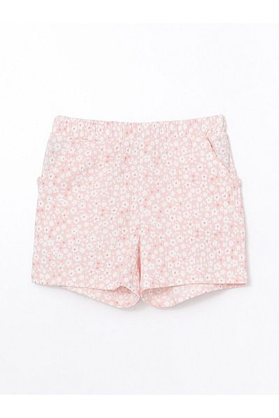 LC Waikiki Floral Girl's Shorts with Elastic Waist