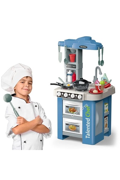 WePro Store Παιδικό σετ κουζίνας μπλε, κύκλωμα νερού, φούρνος, εστίες, φώτα, ...