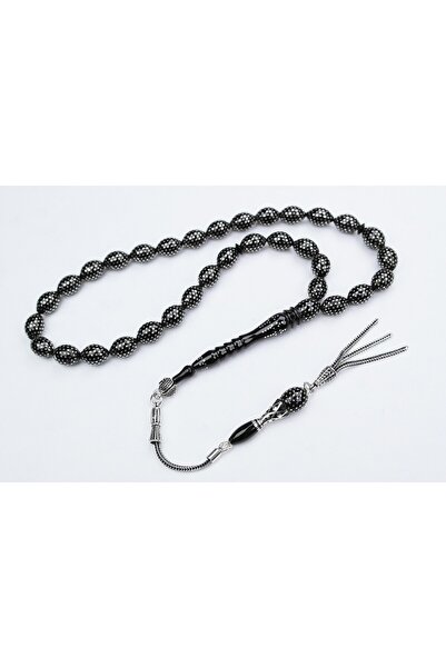 BlackCraft Oltu Stone Bezi Model Dot Embroidered Rosary