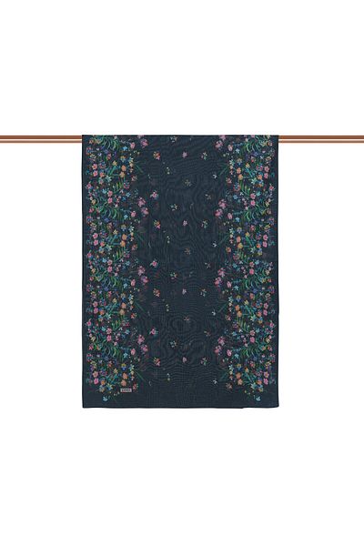 ipekevi Dark Blue Silk Cotton Shawl 1341