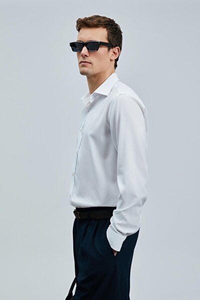 Lufian Next Regular Fit Men's White Lyocell Blend Shirt (111010636)