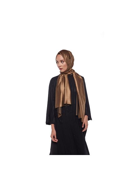 ipekevi Milky Brown Silk Mill Double Sided Silk Shawl 927