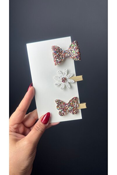 Toka Perisi Pudra Miks Glitter simli pullu Luna Fiyonk kelebek papatya toka seti