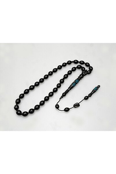 BlackCraft Oltu Taşı Kilim Oyma İmame ve Mine İşleme Sade Tespih