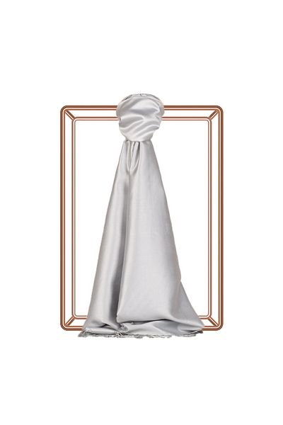 ipekevi Ice White Silkmill Double-Sided Silk Shawl 927
