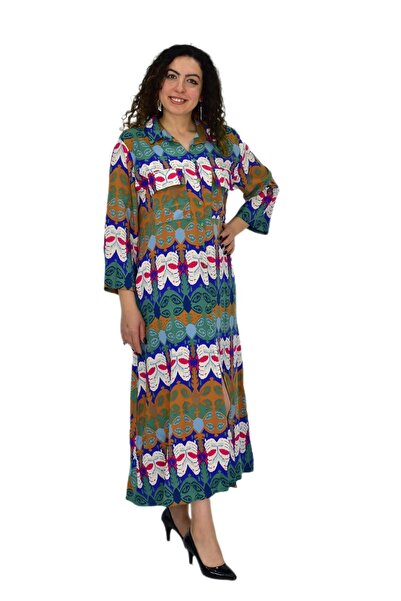 destra Γυναικείο φόρεμα με διπλό πτερύγιο τσέπης BGL-ST04640