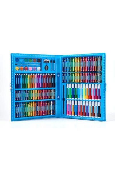 WePro Store Kids painting set 168 pcs, colored pencils, wax crayons, oil pastels, watercolors, markers, blue