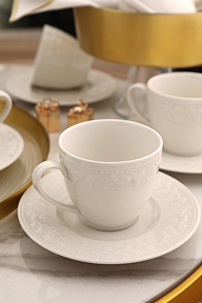 Kütahya Porselen Silvia 12 Piece Tea Set for 6 People Cream