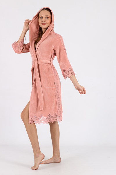 Nuşa Lace Niki Velvet Bamboo Cotton Dressing Gown