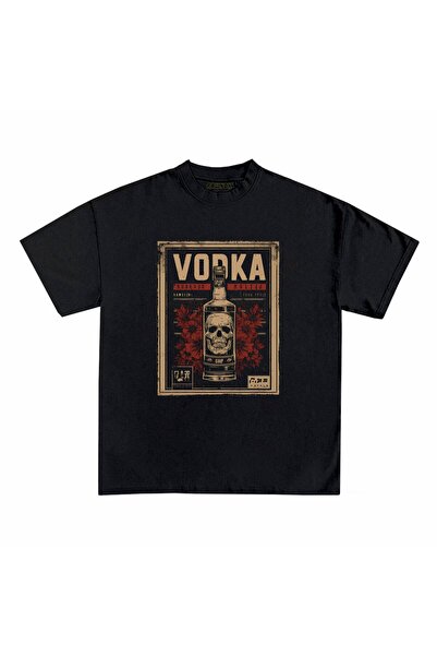 RawNox تيشيرت مطبوع عليه فودكا فضفاض للجنسين