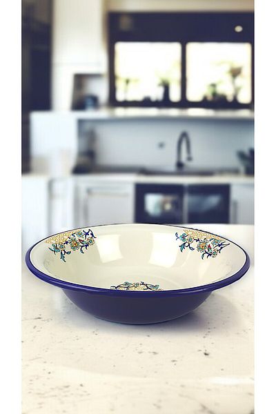 İnci Emaye 36 cm 4.5 Liter Enamel Basin Whisk and Mixing Bowl, Dough Basin. Fruit Bowl. Dower. Large Bowl